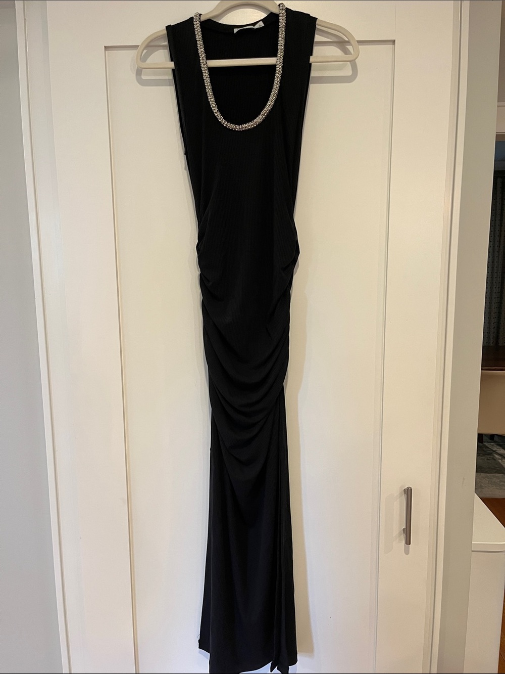 SIMKHAI - Black Sleeveless Midi Dress with Silver Embellishment - Small